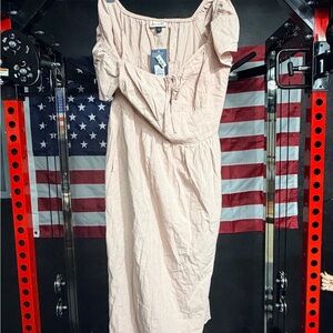 Universal Thread Blush Pink Midi Dress with Square Neck